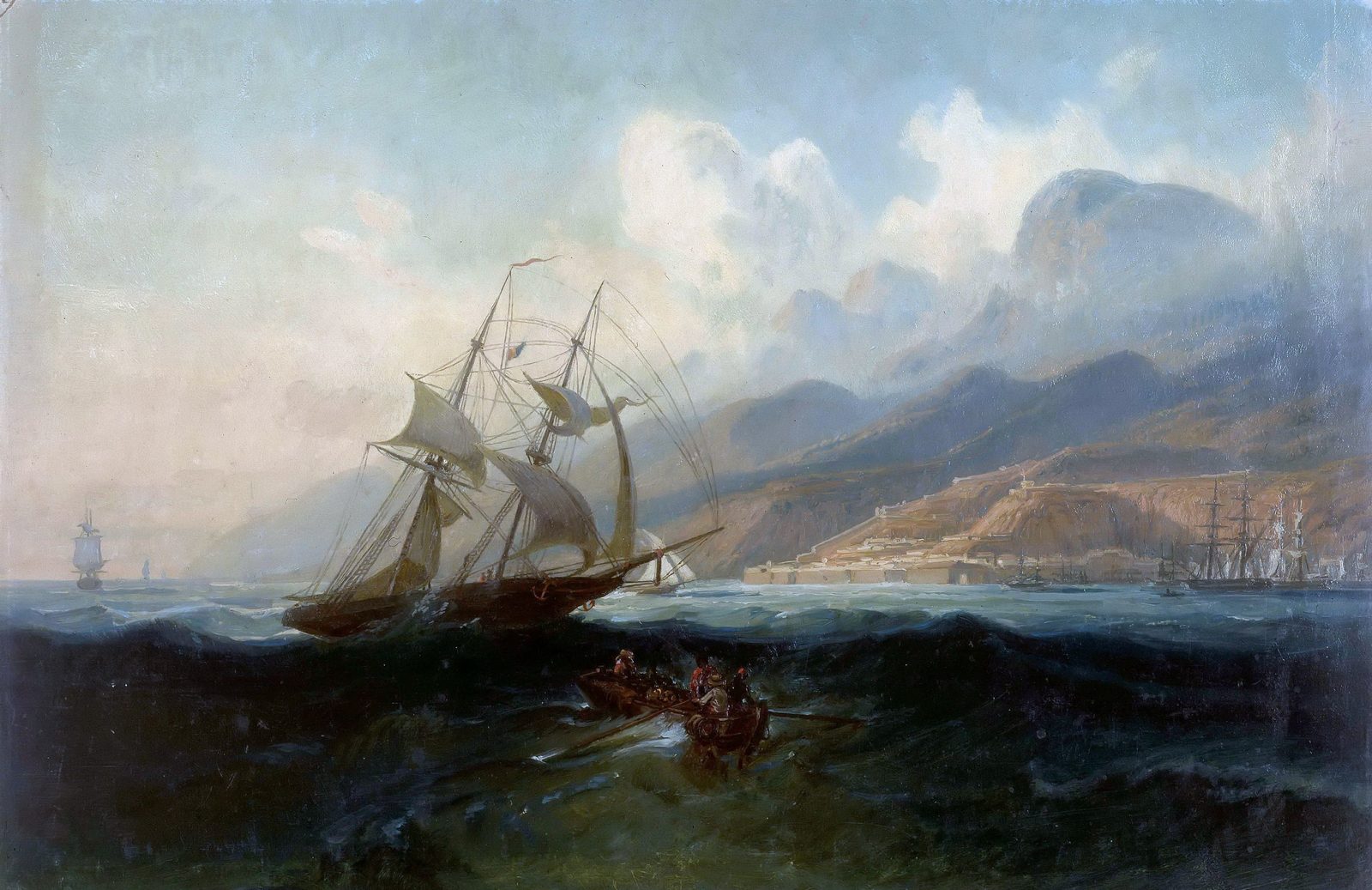 Vista de La Guaira desde el mar, óleo de Ferdinand Bellermann hacia 1842-1845